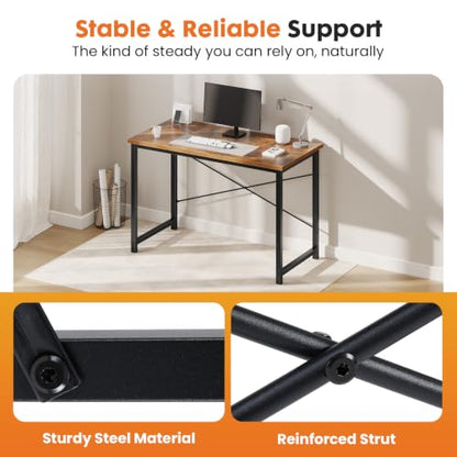 47-Inch Computer Desk for Bedroom, Brown, view 6