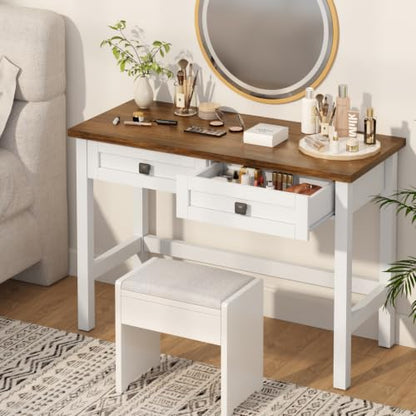 Farmhouse Small Computer Desk with 2 Drawer for Bedroom, 39.4 in Work Table, view 5