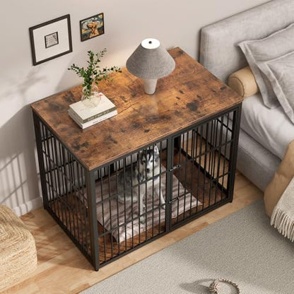 48" XXL Dog Crate Furniture, 3-Door Heavy Duty Indoor Kennel, Brown, view 6