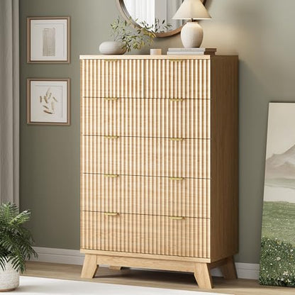 Fluted Dresser for Bedroom with 6 Drawers, view 2