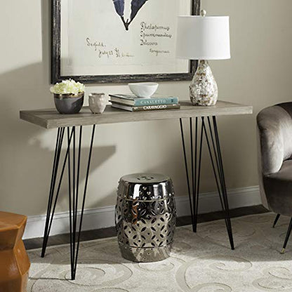 Safavieh Home Collection Etro Retro Mid-Century Light Oak and Black Wood Console