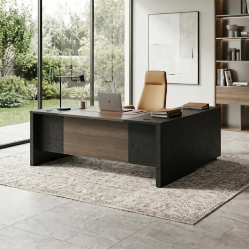 70.8” L Shaped Executive Desk with Reversible Mobile Storage Cabinet, view 4