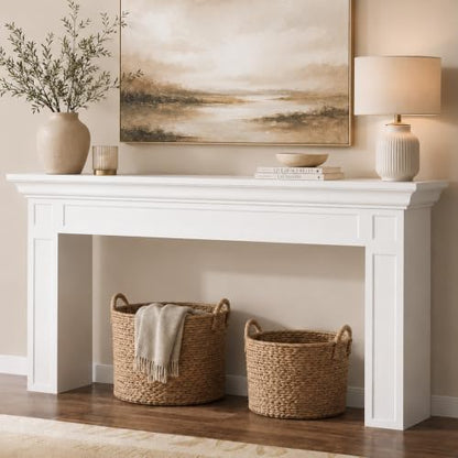 63" Long Console Tables for Entryway, Modern Rectangular Sofa Table Behind the Couch, Narrow Long Entry Accent Table for Living Room, Entrance, Hallway, Foyer (White)