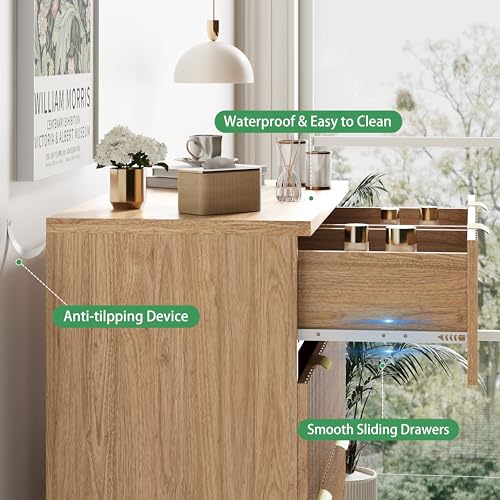 Fluted Dresser for Bedroom with 6 Drawers, view 6
