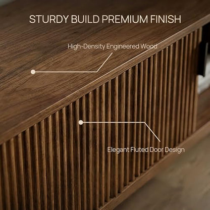 Fluted TV Stand, Mid Century Modern TV Stands for Living Room, view 6