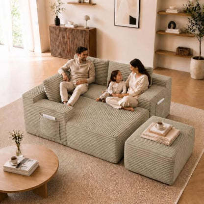 Boneless Cloud Couch in Fluffy Corduroy, view 4