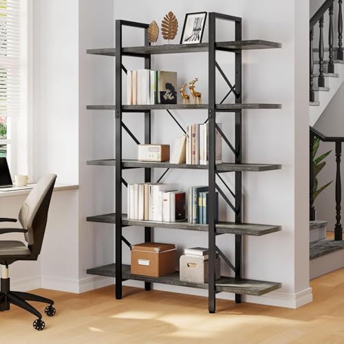 5-Tier Bookshelf | 70.9" Tall Bookshelves and BookCases with 5 Shelves Display Storage Shelves for Home Office, Living Room, Charcoal Gray