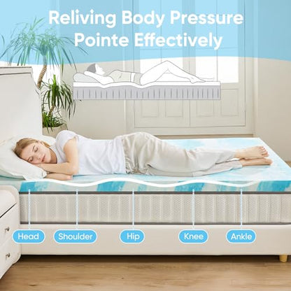 3 Inch Queen Cooling Gel Infused Memory Foam Mattress Topper Bed Pad, view 5