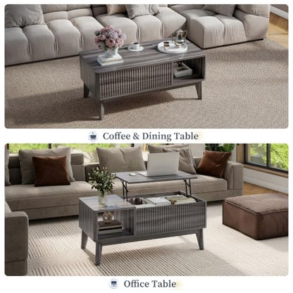 37.4" Rectangular Coffee Table for Living Room, Lift Top, Grey, view 7