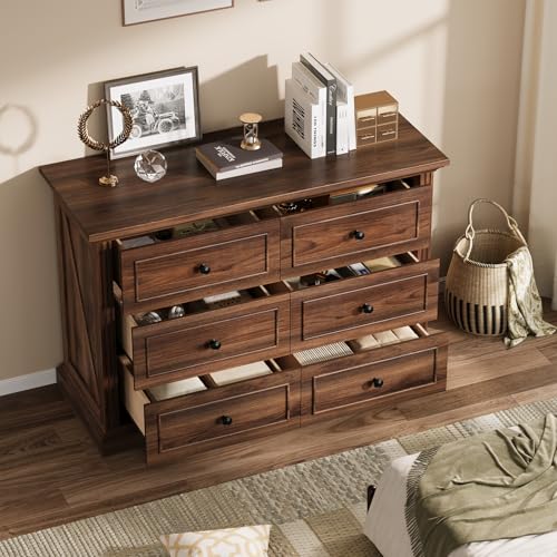 Farmhouse 6 Drawer Dresser for Bedroom, view 8