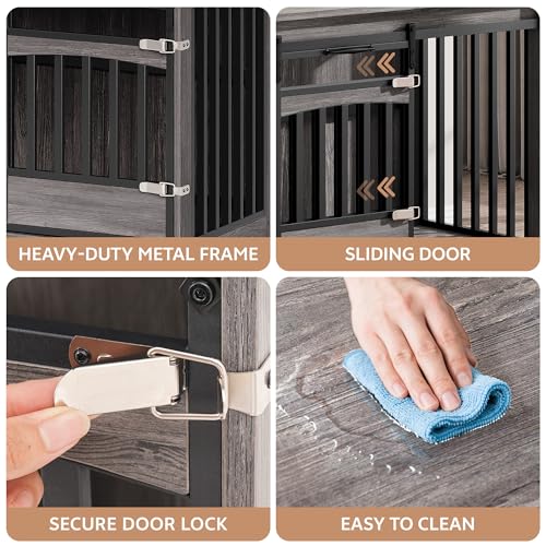 86.6" Dog Cage for 2 Medium Dogs, Double Dog Crate Furniture, view 7