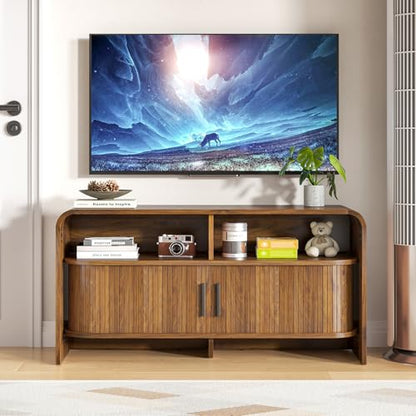 Small TV Stand for Bedroom, Low Fluted TV Console for 40 43 Inch, view 2