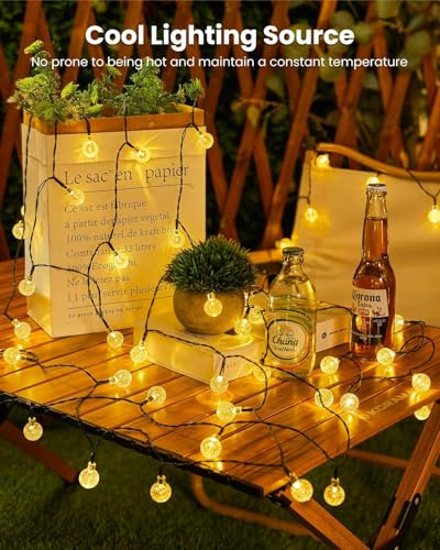 Solar String Lights Outdoor Waterproof, 2 Pack Total 120 LED 73 FT, Solar Powered Patio Lights with 8 Lighting Modes for Garden Yard Porch Wedding Party Decor (Warm White)