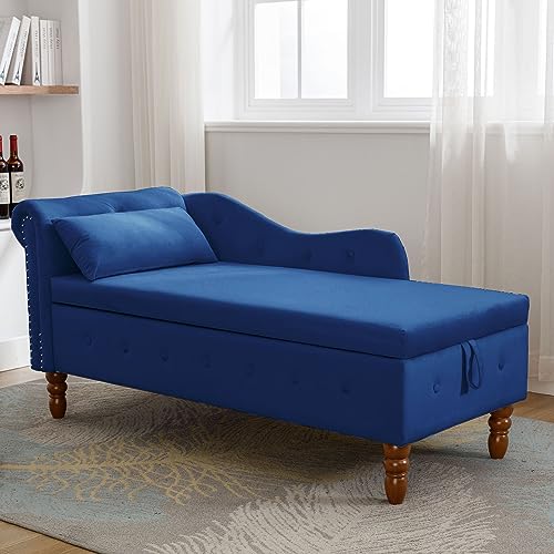 Velvet Chaise Lounge Indoor with Storage, view 4