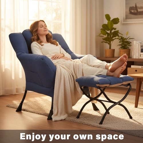 Lazy Chair with Ottoman,Comfy Accent Living Room Chair with Footrest Set, view 4