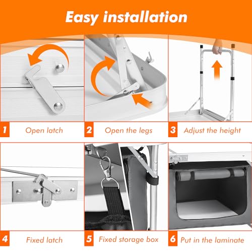 Camping Folding Aluminum Table with Adjustable Legs for Outdoor Travel Beach, Backyards, BBQ, Party and Picnic Foldable Table