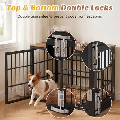 Dog Crate Furniture 38 Inch Indoor Crate Dog Cage Wooden Kennel, view 4