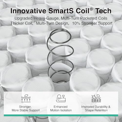 Queen Mattress 12 Inch, Cooling Hybrid Mattress with Upgraded Coils, view 4