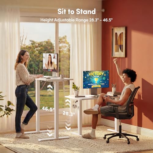 32" Small Electric Standing Desk Height Adjustable Desk, White, view 6