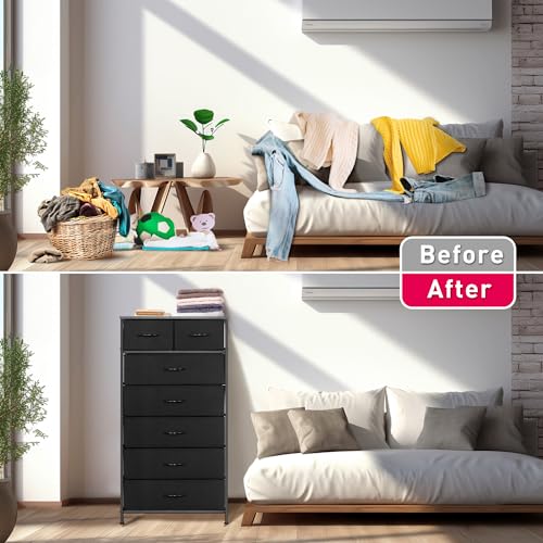 Tall Dresser for Bedroom, Vertical Storage Organizer Tower with 7 Drawers, view 7