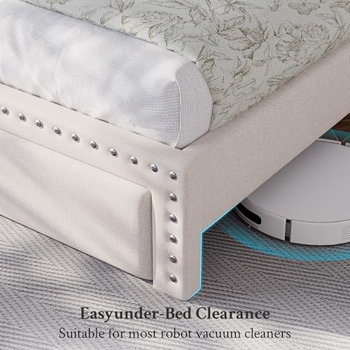 King Size Bed Frame with 2 Drawer & 2-Tier Storage Headboard Shelf, view 7