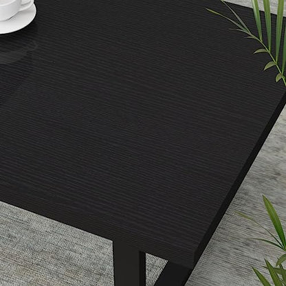 Modern Black Coffee Table, Minimalist Industrial Wooden Center Table, Simple Farmhouse Rectangle Living Room Table, Wood and Metal Cocktail Coffee Table for Home Bedroom Office, Black Oak, 47 Inch