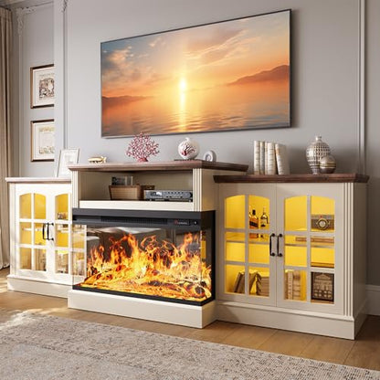 97'' Fireplace TV Stand with 3-Sided Electric Fireplace up to 100" TV, view 2