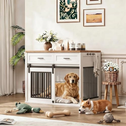44.5" Large Dog Crate Furniture with 2 Storage Drawers, view 2