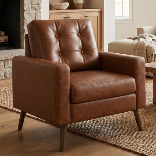 Mid Century Modern Caramel Brown Leather Armchair, view 2
