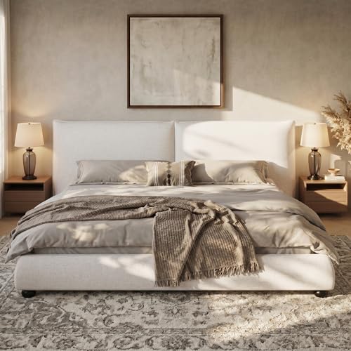 Heavy Linen Bed Frame, 800lb Capacity, view 2