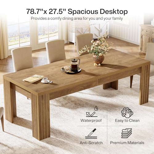 Tribesigns 78.7-Inch Extra Long Computer Desk, Two Person Desk, Double Gaming Table for 2 People, Workstaion for Home Office, Rustic Brown