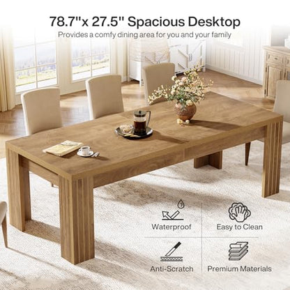 Tribesigns 78.7-Inch Extra Long Computer Desk, Two Person Desk, Double Gaming Table for 2 People, Workstaion for Home Office, Rustic Brown