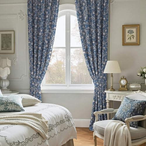 1 Panel Custom Vintage Floral Curtain 300GSM Thick Velvet Print Curtain Soft Thermal Insulated Privacy Window Drapes for Bedroom Dining Living Room Bathroom