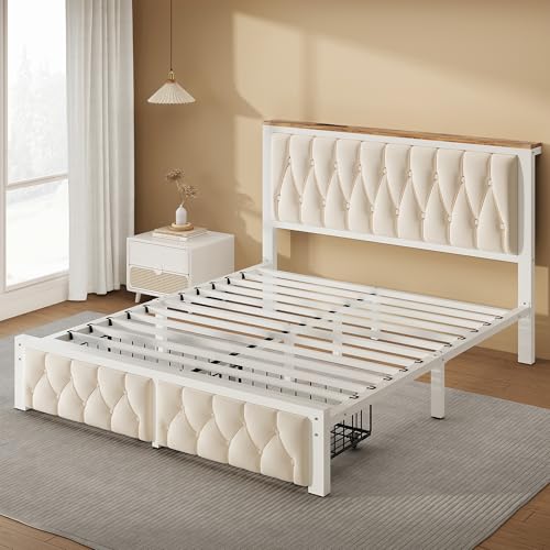 Queen Bed Frame with 2 Storage Drawers, view 7