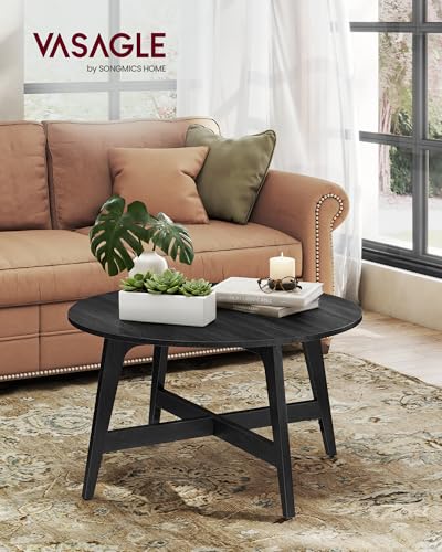 VASAGLE MAEZO Collection - Round Coffee Table, 31.5-Inch Center Table, Tapered Legs, Curved Transitions, Easy to Assemble, for Living Room, Charcoal Gray ULCT251BA01S