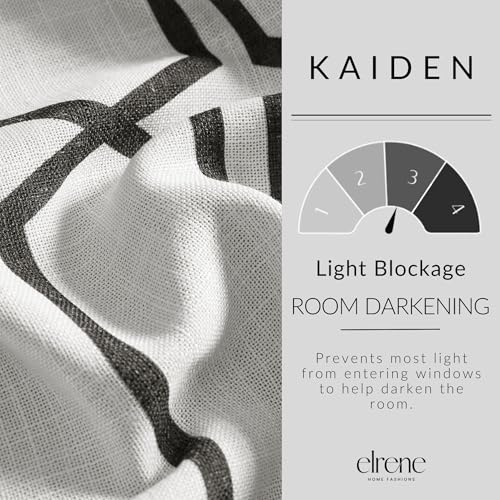 Kaiden Geometric Room Darkening Window Curtain, Black - 52" W x 84" L