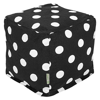 Goods Black Large Polka Dot Indoor Bean Bag Ottoman Pouf Cube L W x 17" H, 17" x 16" x 16"