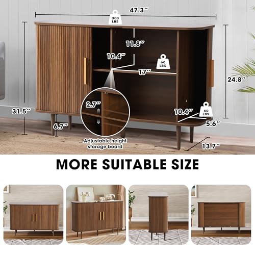 47" Sideboard Buffet Cabinet with Fluted Slide Doors, view 3