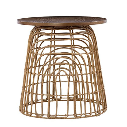 Weaverdon Round Accent Table - Transitional Design, Natural Rattan - Fully Assembled - Ideal for Living Room, Bedroom (OC1153706)