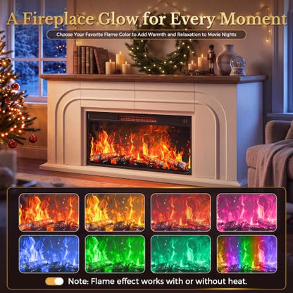 70" Farmhouse Fireplace TV Stand with 36" Fireplace, White, view 6