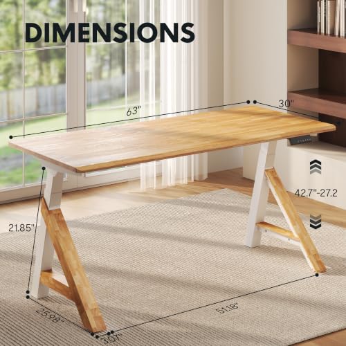 FLEXISPOT 63 x 30 Inch WoodiX Solid Wood Executive Standing Desk, Maple, view 3