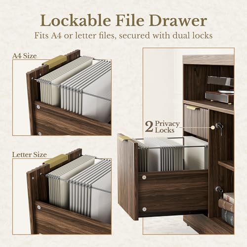 L Shaped Executive Standing Desk with File Cabinet, view 8