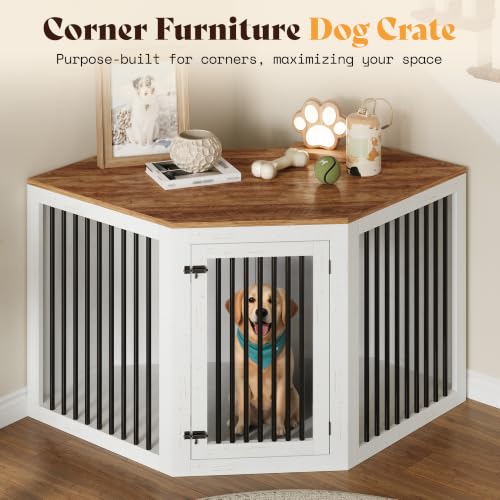 128" Extra Large Dog Crate Furniture, 3-in-1 Corner Dog Kennel, view 8
