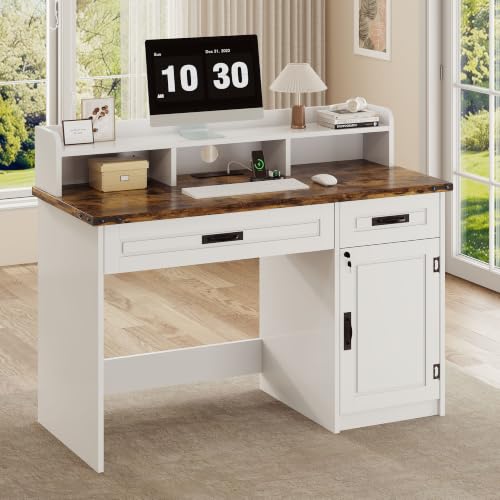 47" Farmhouse Computer Desk with Charging Station, view 2