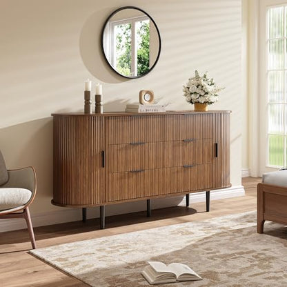 Fluted 6 Drawer Dresser for Bedroom, view 4