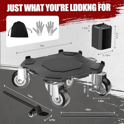 Upgraded Furniture Dolly Movers 5 Wheel Heavy Duty 2000LBS Capacity Carbon Steel Panel 360° Rotating Casters Furniture Slider for Sofa Refrigerator Piano (Black, 6in)