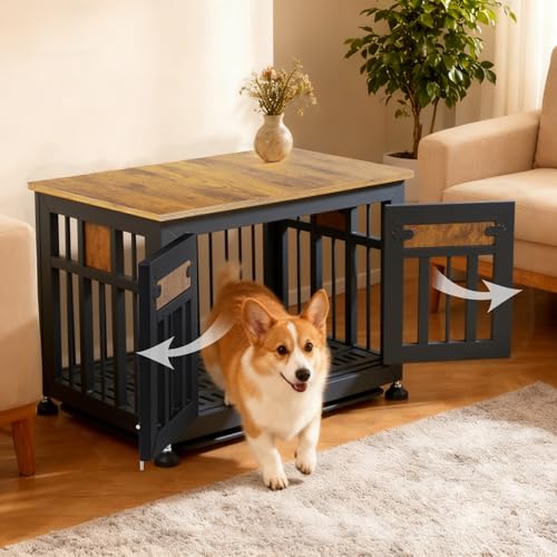 Dog Crate Furniture，26" Dog Kennel Furniture with Indestructible Metal, view 3