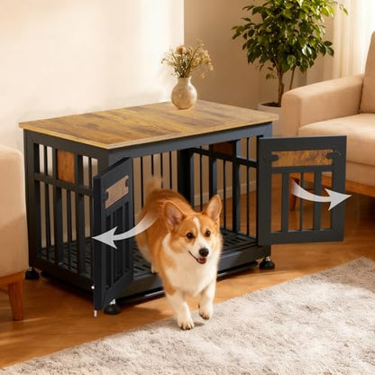 Dog Crate Furniture，26" Dog Kennel Furniture with Indestructible Metal, view 3