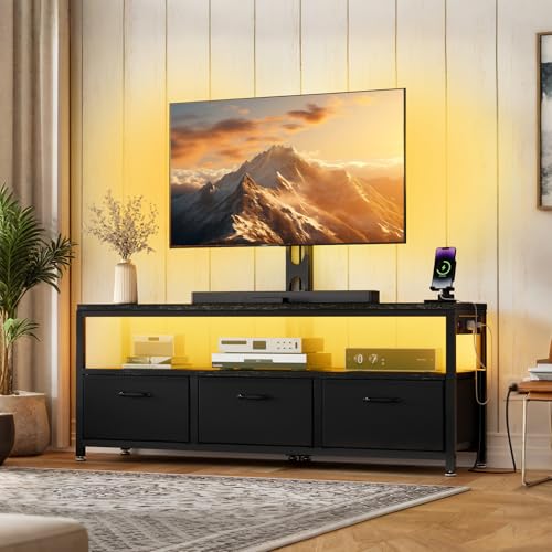 TV Stand with Mount, Entertainment Center for 55 60 65 inch, Black, view 3