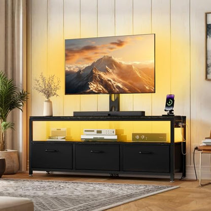 TV Stand with Mount, Entertainment Center for 55 60 65 inch, Black, view 3